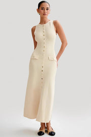 Chic Sleeveless Buttoned-Down Maxi Dress