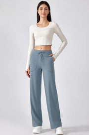 Classic Wide-Leg Drawstring Activewear Pants